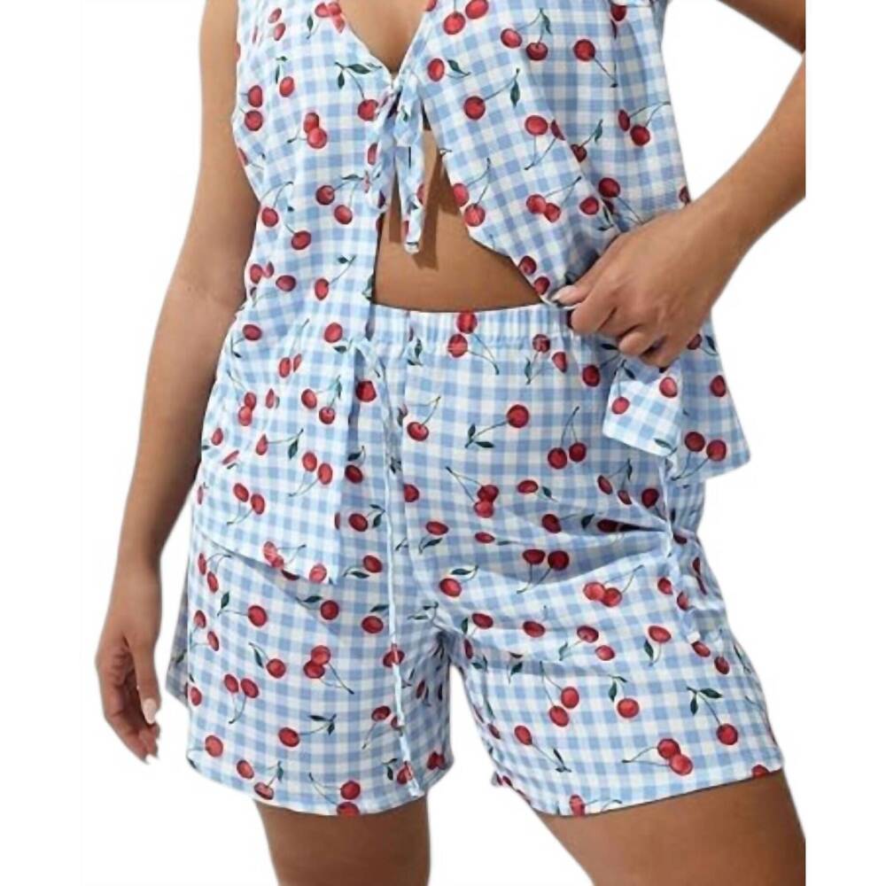 NEW SINCERELY OURS farrah checkered printed hot shorts in cherry